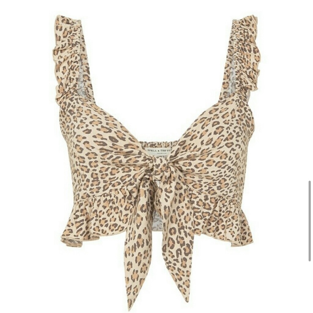 Rare Vintage Spell leopard frankie crop top